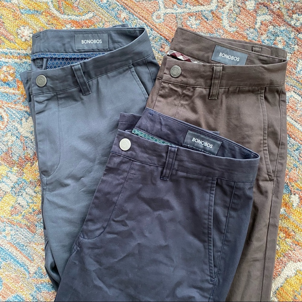 Bonobos Mens 30 x 30 Bundle of Three Athletic Fit Chino Casual Dress Pants